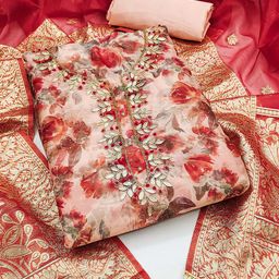 SHADOW & SAINING Embellished Organza Semi-Stitched Dress Material-picture-47
