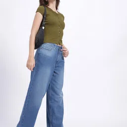 glitchez Round Neck Crop Ribbed Fitted Top image 4