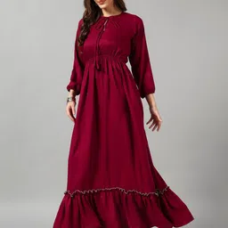 Raiyani Enterprise Keyhole Neck Fit And Flare Maxi Dress-image-4