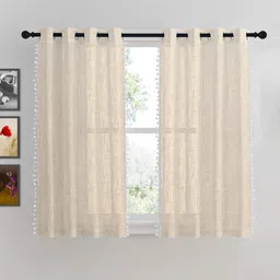 homemonde 152 cm (5 ft) Cotton Transparent Window Curtain (Pack Of 2)-picture-22