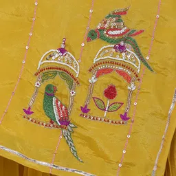 Vivedkids Girls Floral Embroidered Regular Sequinned Kurta with Sharara image 3