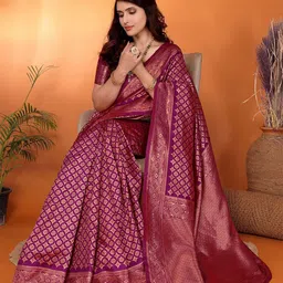 FABMORA Woven Design Zari Silk Blend Kanjeevaram Saree-picture-39