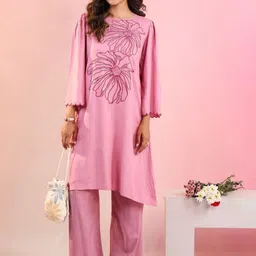 MISRI Floral Embroidered Regular Kurta with Palazzos-picture-33