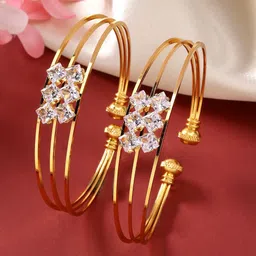 Anouk Set Of 2 Gold-Plated Cubic Zirconia-Studded Adjustable Bangles-picture-39