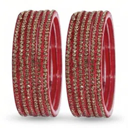 SAND Red Glass Artificial Stones & Beads Bangle-image-11