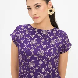 Virgio Women Printed Viscose Boat Neck Short Sleeves Dresses image 5