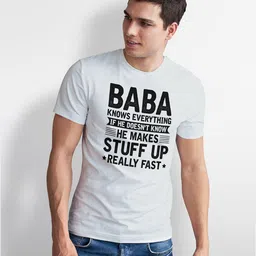 Seekbuylove Men Bio Finish Baba Knows Everything Round Neck Pure Cotton T-shirt-picture-24