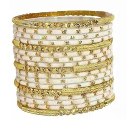 Only Offers White Glass Artificial Stones Bangle image 2