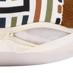 Myntra Elegant Homes Olive Green & Black 2 Pieces Geometric Rectangle Cushion Covers image 3