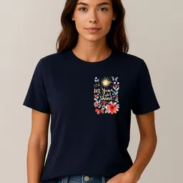 Anikmart Women Floral Printed Round Neck Pure Cotton T-shirt-picture-27