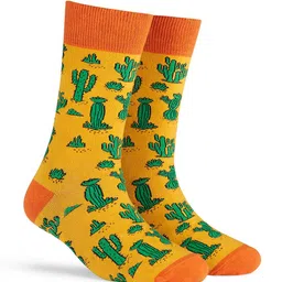 Dynamocks Pack Of 4 Printed Combed Cotton Odour Free Calf-Length Socks image 4