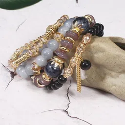 DressBerry Set Of 4 Artificial Beaded Elasticated Bracelets image 4