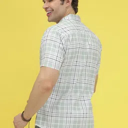 JAKANARY Men Checked Casual Half Sleeve Shirt image 4