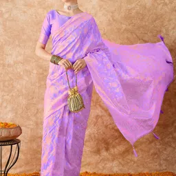 DEVATITHI Lavender Banarasi Silk Saree-image-0