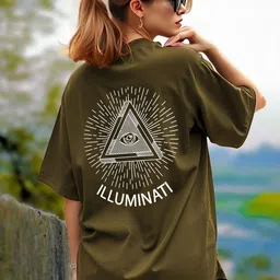 AUSK Women Geometric Printed Round Neck Cotton Oversized T-shirt-picture-20