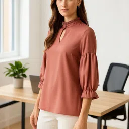 CORSICA Bishop Sleeves Ruffles Georgette Top image 2