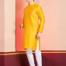 DEVOILER Men Embroidered Zardozi Dobby Kurta image 3