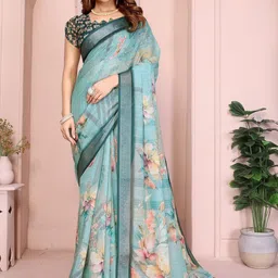 HEER FASHION Floral Printed Saree With Blouse Piece-picture-36