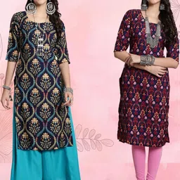Ethnic basket Women Pack Of 2 Multicoloured Crepe Kurtas-picture-25