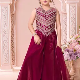 Lagorii Girls Ethnic Motifs Embroidered Regular Kurta with Palazzos image 2