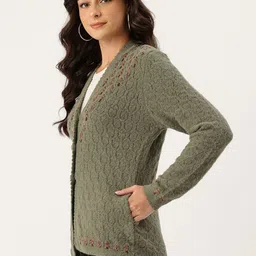 APSLEY Geometric Self Design Embellished Scallop Hem Cardigan image 2