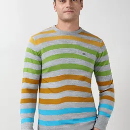 peter england casuals Peter England Striped Crew Neck Pullover-picture-33