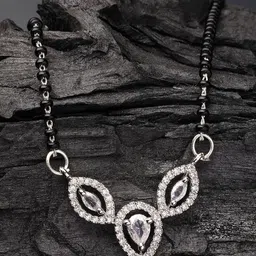 ADIVA Silver-Plated American Diamond Studded & Beaded Mangalsutra-picture-18
