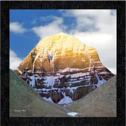 poster n frames Poster And Frame Kailash Mansarovar Wall Painting | For Pooja Room | Decor Item Digital Reprint 14 inch x 14 inch Painting-picture-10