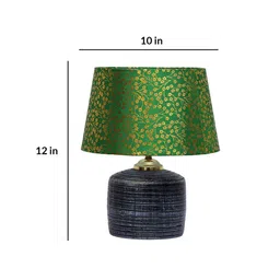 Green & Gold Shade Table Lamp With Terracotta Base By Foziq image 5