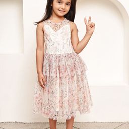 JAKANARY Floral Print Ruffled Net Fit & Flare Dress-picture-15