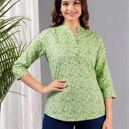 MHIZHA Women Abstract Printed Mandarin Collar Top-picture-24