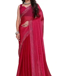 Indian Fashionista Embellished Beads and Stones Organza Saree-picture-16