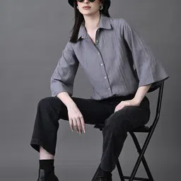 The Roadster Lifestyle Co Pleated Shirt Collar Top image 4