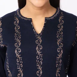 KEIKO Ethnic Motifs Printed Mandarin Collar Straight Kurta with Trousers image 2