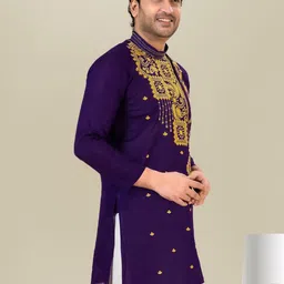 FRANSCART Men Geometric Flared Sleeves Thread Work Kurta image 4