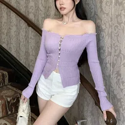 StyleCast Women Off-Shoulder Long Sleeves Front-Open Sweater image 2
