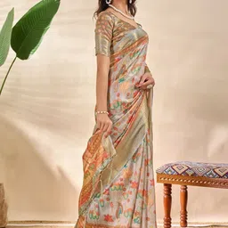 you shop we ship Ethnic Motifs Silk Blend Handloom Mysore Silk Saree image 2