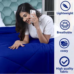AJISH Navy Blue Mild Winter 233 GSM Double Bed Comforter image 3