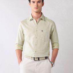 AD By Arvind Men Slim Fit Textured Spread Collar Cotton Casual Shirt-picture-36