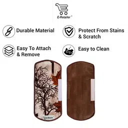 E-Retailer 4Pc Brown Patterned Waterproof Refrigerator & Handle Cover With Oven Cover image 4