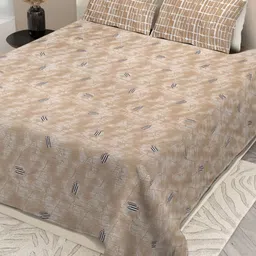 Nivasam Pindrop Beige & Brown Printed 200 TC King Bedsheet Set 2.28m x 2.54m-image-22