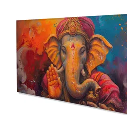 nestroots Canvas Framed Vibrant Ganesha Artistry in Color Wall Painting(24X48 Inch) image 5
