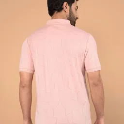 Crimsoune Club Men Geometric Printed Polo Collar Cotton Slim Fit T-shirt image 3