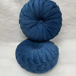 RRC Pack Of 2 Velvet Pumpking Stylish Pre-Filled Round Shaped Cushions-picture-11