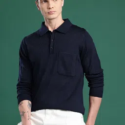 Cayman Men Polo Collar Woollen T-shirt-picture-26
