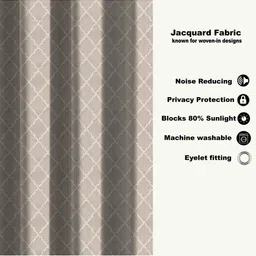 myntra elegant homes Aura Beige & White 2 Pieces Geometric Printed Room Darkening Door Curtains image 3