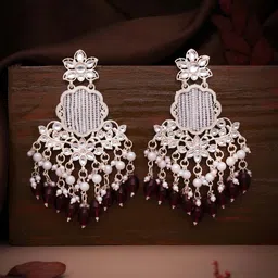 DIVASTRI Gold-Plated Brass Artificial Beads Drop Earrings image 2