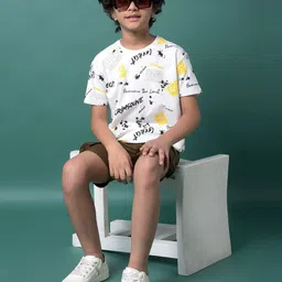 Crimsoune Club Boys Conversational Print Round Neck Cotton T-shirt image 3