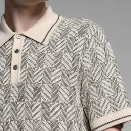 Jack & Jones Men Self Design Polo Collar Cotton Oversized T-shirt image 3