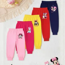YK Disney Kids Pack Of 5 Mickey Minnie & Daisy Printed Cotton Lounge Joggers-picture-27